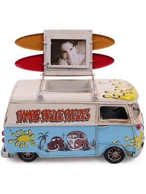 Calperia Dekoratif Metal Minibüs Kalemlik ve Çerçeveli Hediyelik
