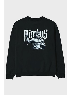 Ankhises Mimbus Zeus Arka Baskılı Oversize Sweatshirt Erkek Kadın Unisex