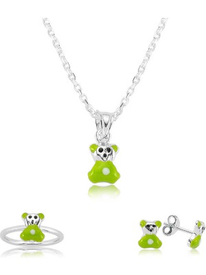 Calperia Gümüş Yeşil Ayıcık Çocuk Set