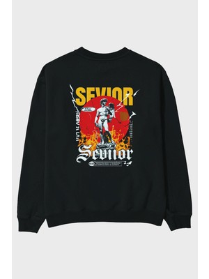Ankhises Sevior Arka Baskılı Oversize Sweatshirt Erkek Kadın Unisex