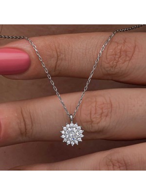 Calperia Gümüş Minimal Yuvarlak Anturaj Kadın Kolye