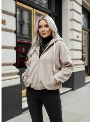 Asprin Kapşonlu Süet Mont