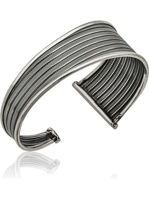 Calperia 925 Ayar Gümüş Eskitme Desenli Bilezik