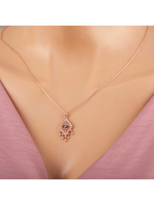 Calperia 925 Ayar Gümüş Rose Nazarlı Göz Kolye