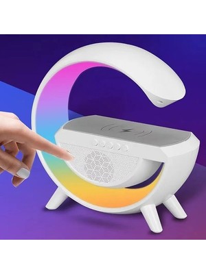 Calperia Bluetooth Hoparlörlü Kablosuz Şarj Özellikli Masa Lambası Gece Lambası