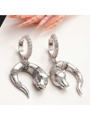 Calperia ​gümüş Sallantılı Kaplan Figürlü Kadın Küpe