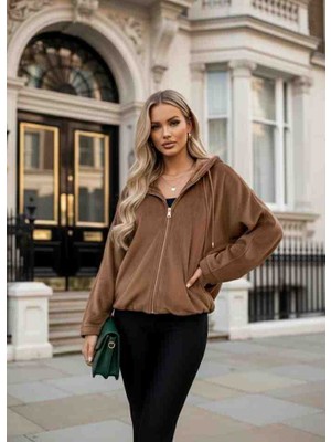 Asprin Kapşonlu Süet Mont