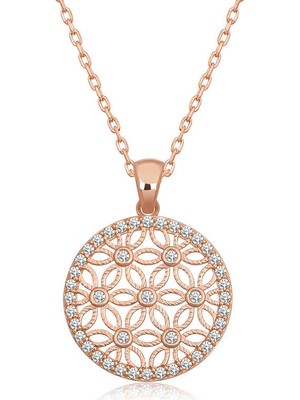 Calperia 925 Ayar Gümüş Beyaz Taşlı Yaşam Çiçeği Kadın Gümüş Kolye