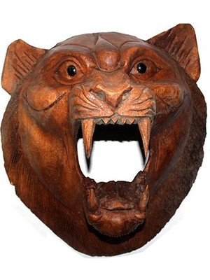 Calperia 40 cm Kükreyen Aslan Kafası Ahşap