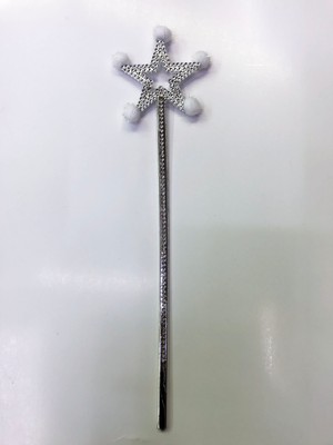 Calperia Parti Malzemesi Yıldız Peri Asası Sihirli Değnek Beyaz Ponponlu