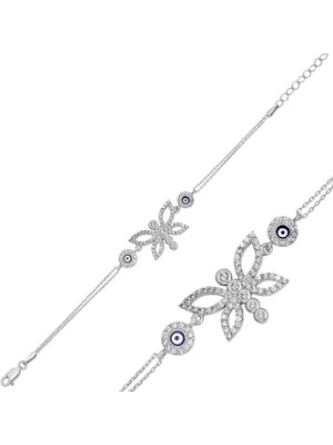 Calperia 925 Ayar Gümüş Nazarlı Kelebek Bileklik