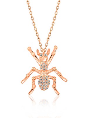 Calperia 925 Ayar Gümüş Rose Örümcek Kadın Gümüş Kolye