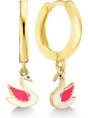 Calperia Gümüş Gold Kuğu Sallantılı Kadın Küpe