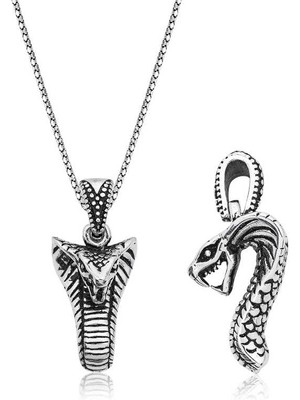 Calperia 925 Ayar Gümüş Yılan Erkek Gümüş Kolye