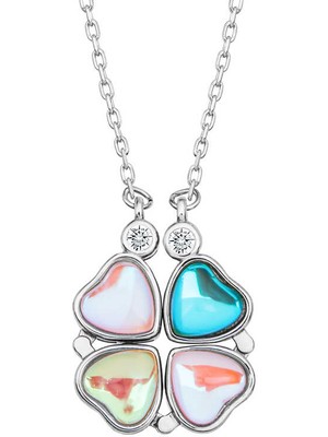 Calperia 925 Ayar Gümüş Renkli Açılabilen Yonca Kadın Gümüş Kolye