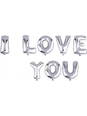 Calperia Parti Aksesuar I Love You Folyo Balon Gümüş Renk 35 cm