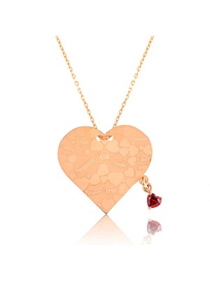 Calperia 925 Ayar Gümüş Kalpli Aşk Sözleri Kadın Gümüş Kolye