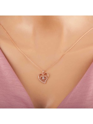 Calperia 925 Ayar Gümüş Rose Kalp Göz Kadın Kolye