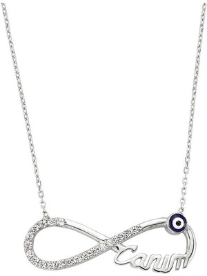 Calperia 925 Ayar Gümüş Nazarlı Sonsuzluk Canım Kadın Gümüş Kolye