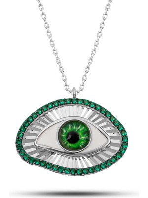 Calperia Gümüş Zümrüt Göz Koruyucu Kadın Kolye