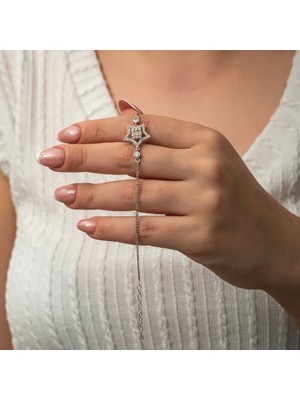 Calperia Gümüş Baget Taşlı Yıldız Kadın Bileklik