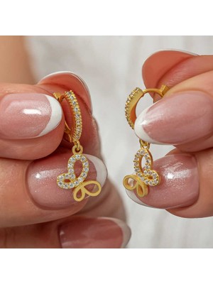 Calperia Gümüş Sallantılı Gold Kelebek Kadın Küpe