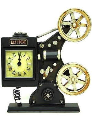 Calperia Dekoratif Metal Sinemaskop Saat Vintage Hediyelik