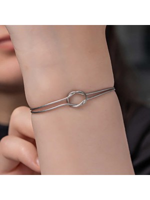 Calperia 925 Ayar Gümüş Aşk Düğüm Kadın Bileklik