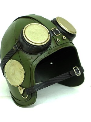 Calperia Dekoratif Metal Pilot Kaskı Biblo Vintage Ev Ofis Hediyelik