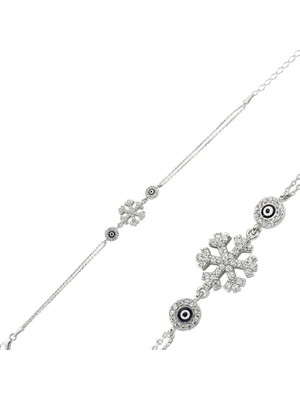 Calperia 925 Ayar Gümüş Nazarlı Kar Tanesi Bileklik