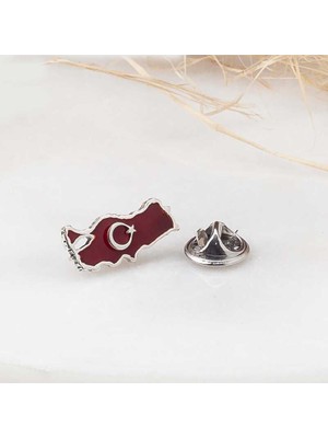 Calperia 925 Ayar Gümüş Türkiye Haritası Rozet