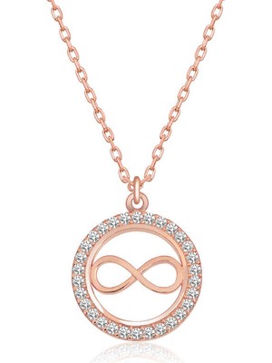 Calperia 925 Ayar Gümüş Rose Minik Sonsuzluk Kadın Gümüş Kolye
