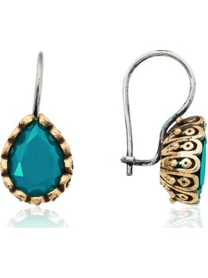 Calperia Gümüş Turkuaz Damla Otantik Kadın Küpe