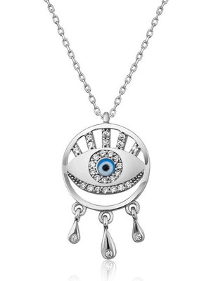 Calperia 925 Ayar Gümüş Nazarlı Göz Kadın Gümüş Kolye