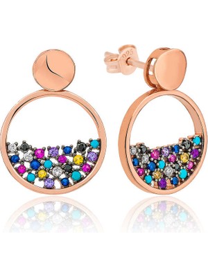 Calperia 925 Ayar Gümüş Mix Taşlı Çiğ Damlası Bayan Küpe