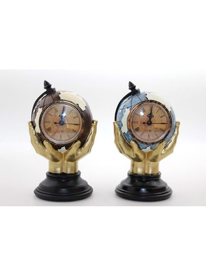 Calperia Polyester Saatli Dünya Küre Biblo