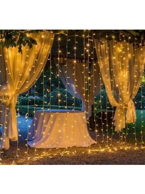 Calperia 3x3 Perde LED 300 Adet Ledli Gün Işığı 8 Mod Eklemeli Pl-10
