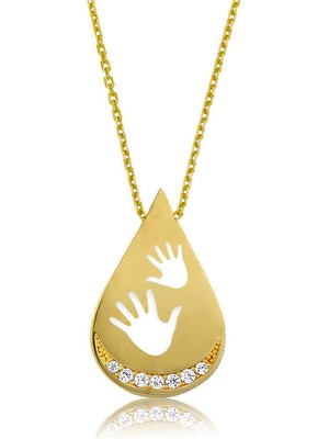 Calperia 925 Ayar Gümüş Bebek Elleri Kadın Gümüş Kolye