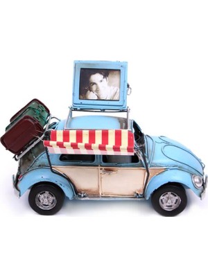 Calperia Dekoratif Metal Araba Çerçeveli ve Tenteli Vintage Hediyelik