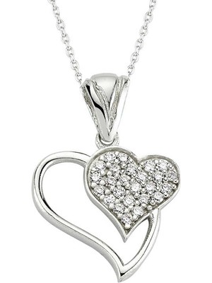 Calperia 925 Ayar Gümüş Kalpli Kadın Gümüş Kolye