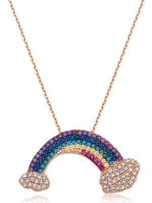 Calperia 925 Ayar Gümüş Gökkuşağı Kadın Gümüş Kolye