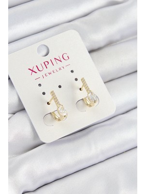DS LLC Xuping Zirkon Taşlı I Model Gold Renk Kadın Küpe DSLLC-3245YU5