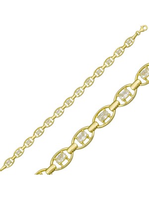 Calperia 925 Ayar Gümüş Gold Oval Su Yolu Bileklik