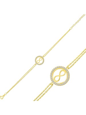 Calperia 925 Ayar Gümüş Gold Sonsuzluk Bileklik