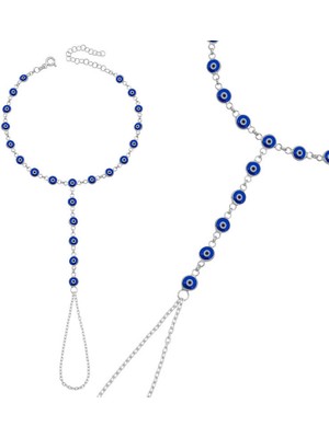 Calperia Gümüş Lacivert Nazar Boncuklu Şahmeran