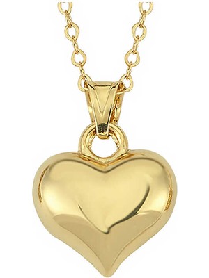 Calperia 925 Ayar Gümüş Küçük 3 Boyutlu Gold Kalp Kadın Kolye