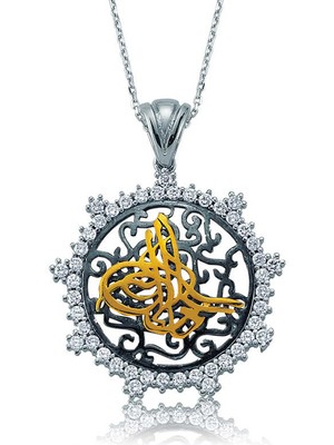 Calperia 925 Ayar Gümüş Taşlı Tuğra Kadın Gümüş Kolye