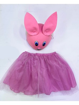 Calperia Tavşan Kostümü Pembe - 23 Nisan Tavşan Şapka ve Tütü Etek Seti 2 Parça