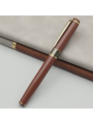 Calperia Gold Işlemeli Kahverengi Metal Roller Kalem