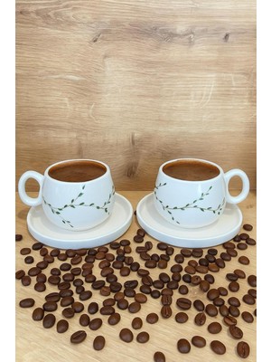 Çiftli Bahar Dalı Kahve Fincanı Takımı, Şık ve Zarif Tasarım